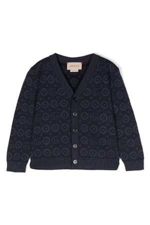 cardigan in lana blu GUCCI KIDS | 785471XKD3Z4003